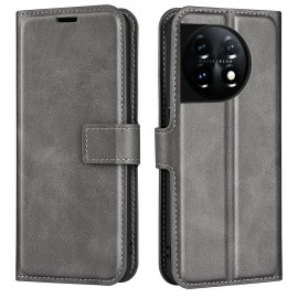 Deluxe Book Case - OnePlus 11 5G Hoesje - Grijs