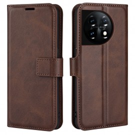 Deluxe Book Case - OnePlus 11 5G Hoesje - Donkerbruin