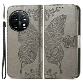 Vlinder Book Case - OnePlus 11 5G Hoesje - Grijs