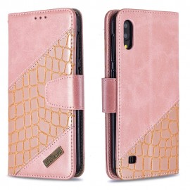 BINFEN Croco Book Case - Samsung Galaxy A10 Hoesje - Rose Gold