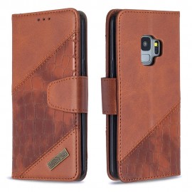 Croc Book Case - Samsung Galaxy S9 Hoesje - Bruin