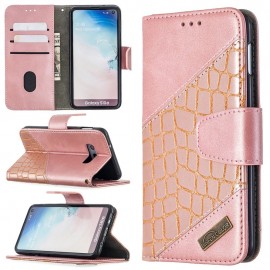 BINFEN Croco Book Case - Samsung Galaxy S10e Hoesje - Rose Gold