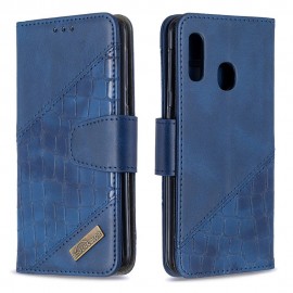 BINFEN Croco Book Case - Samsung Galaxy A20e Hoesje - Blauw