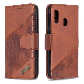 BINFEN Croco Book Case - Samsung Galaxy A20e Hoesje - Bruin
