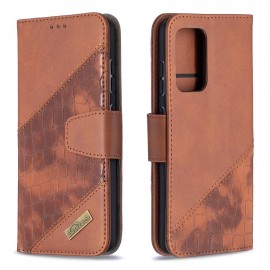 BINFEN Croco Book Case - Samsung Galaxy A52 / A52s Hoesje - Bruin
