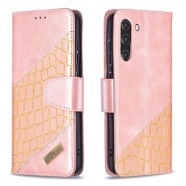 Croc Book Case - Samsung Galaxy S21 FE Hoesje - Rose Gold