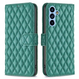 BINFEN Rhombus Book Case - Samsung Galaxy A54 Hoesje - Groen
