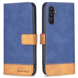 BINFEN Color Book Case - Samsung Galaxy A34 Hoesje - Blauw