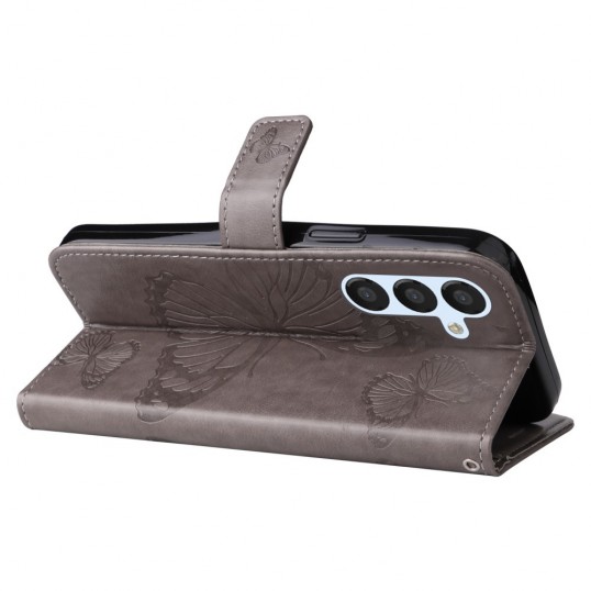 Coverup Vlinders Book Case - Samsung Galaxy A54 Hoesje - Taupe Grijs