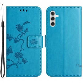 Coverup Bloemen & Vlinders Book Case - Samsung Galaxy A34 Hoesje - Blauw