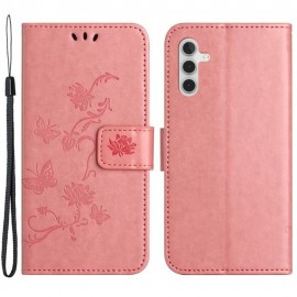 Coverup Bloemen & Vlinders Book Case - Samsung Galaxy A34 Hoesje - Pink