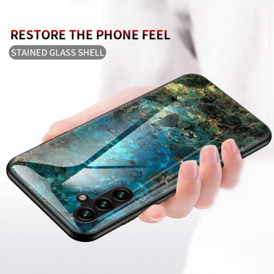 Coverup Marble Glass Back Cover - Samsung Galaxy A54 Hoesje - Zwart / Goud