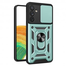 Coverup Armor Ring Kickstand Back Cover met Camera Shield - Samsung Galaxy A34 Hoesje - Mintgroen