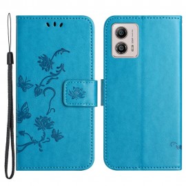 Bloemen Book Case - Motorola Moto G13 / G23 Hoesje - Blauw