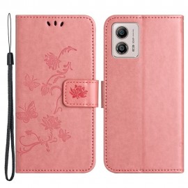 Bloemen Book Case - Motorola Moto G13 / G23 / G53 Hoesje - Pink