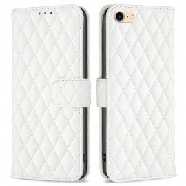 BINFEN Rhombus Book Case - iPhone SE (2022/2020), iPhone 8 / 7 Hoesje - Wit