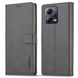 LC.IMEEKE Luxe Book Case - Xiaomi Redmi Note 12 Pro / Poco X5 Pro Hoesje - Grijs