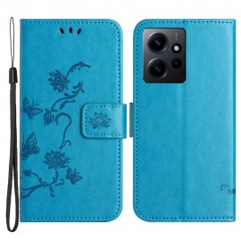 Coverup Bloemen & Vlinders Book Case - Xiaomi Redmi Note 12 4G Hoesje - Blauw