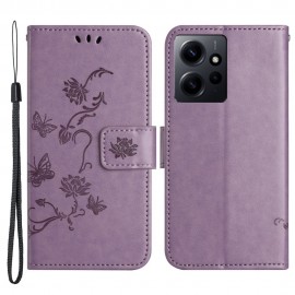 Bloemen Book Case - Xiaomi Redmi Note 12 4G Hoesje - Paars