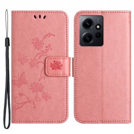 Bloemen Book Case - Xiaomi Redmi Note 12 4G Hoesje - Roze