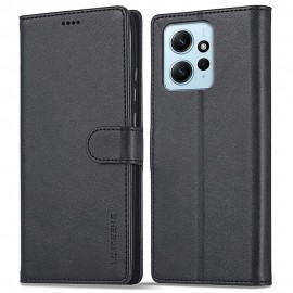 LC.IMEEKE Luxe Book Case - Xiaomi Redmi Note 12 4G Hoesje - Zwart