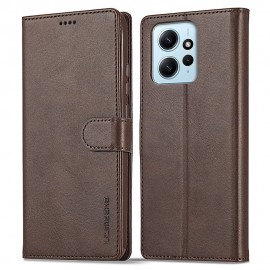 Luxe Book Case - Xiaomi Redmi Note 12 4G Hoesje - Donkerbruin