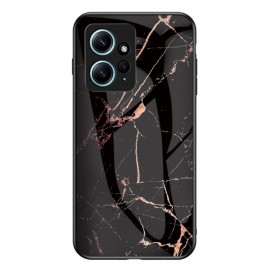 Marble Glass Back Cover - Xiaomi Redmi Note 12 4G Hoesje - Zwart / Goud