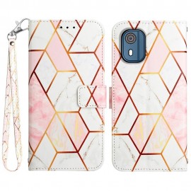 Coverup Marble Book Case - Nokia C02 Hoesje - Pink