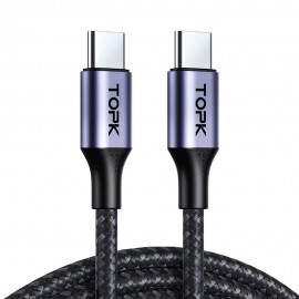 TOPK Gevlochten Kabel - USB-C naar USB-C - 100W PD - 0,50m