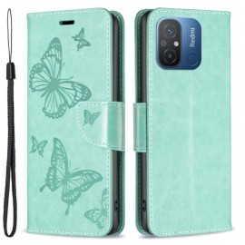 Coverup Vlinders Book Case - Xiaomi Redmi 12C Hoesje - Mintgroen
