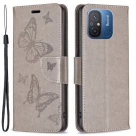 Coverup Vlinders Book Case - Xiaomi Redmi 12C Hoesje - Taupe Grijs