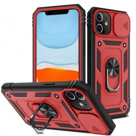Coverup Ring Kickstand Back Cover met Camera Shield - iPhone 12 Hoesje - Rood