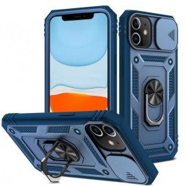 Coverup Ring Kickstand Back Cover met Camera Shield - iPhone 12 Hoesje - Blauw