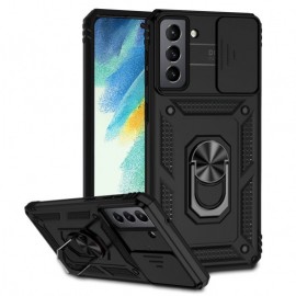 Coverup Ring Kickstand met Camera Shield - Samsung Galaxy S21 FE Hoesje - Zwart