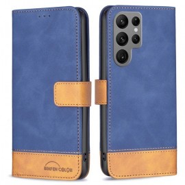 BINFEN Color Book Case - Samsung Galaxy S23 Ultra Hoesje - Blauw