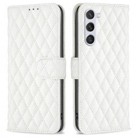 BINFEN Rhombus Book Case - Samsung Galaxy S23 Hoesje - Wit