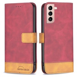 BINFEN Color Book Case - Samsung Galaxy S21 Hoesje - Rood