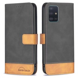 BINFEN Color Book Case - Samsung Galaxy A51 Hoesje - Zwart