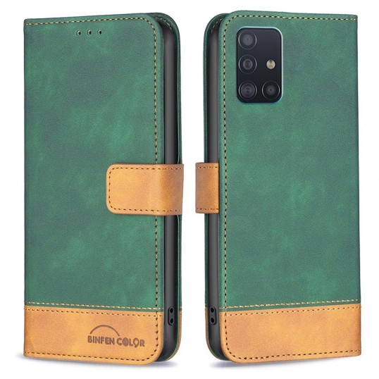 BINFEN Color Book Case - Samsung Galaxy A51 Hoesje - Groen