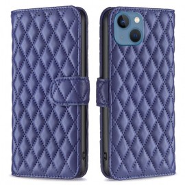 BINFEN Rhombus Book Case - iPhone 13 Hoesje - Blauw