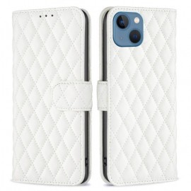 BINFEN Rhombus Book Case - iPhone 13 Hoesje - Wit