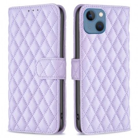 BINFEN Rhombus Book Case - iPhone 13 Hoesje - Lila