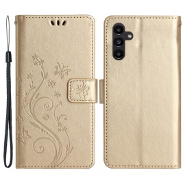 Coverup Bloemen & Vlinders Book Case - Samsung Galaxy A54 Hoesje - Goud