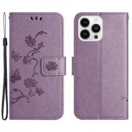 Coverup Bloemen & Vlinders Book Case - iPhone 15 Pro Max Hoesje - Lila