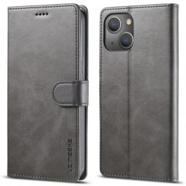 LC.IMEEKE Luxe Book Case - iPhone 15 Hoesje - Grijs