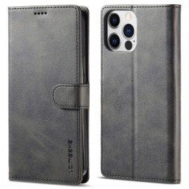 LC.IMEEKE Luxe Book Case - iPhone 15 Pro Hoesje - Grijs