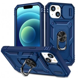 Coverup Ring Kickstand Back Cover met Camera Shield - iPhone 15 Hoesje - Blauw