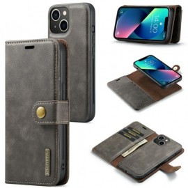 DG.MING 2-in-1 Book Case & Back Cover - iPhone 15 Hoesje - Grijs