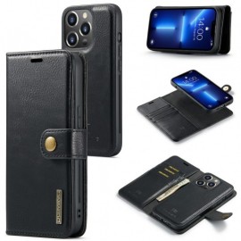 DG.MING 2-in-1 Book Case & Back Cover - iPhone 15 Pro Hoesje - Zwart