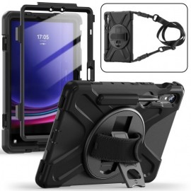 Heavy Duty Case met Schouderstrap - Samsung Galaxy Tab S7 / S8 / S9 / S9 FE Hoesje - Zwart